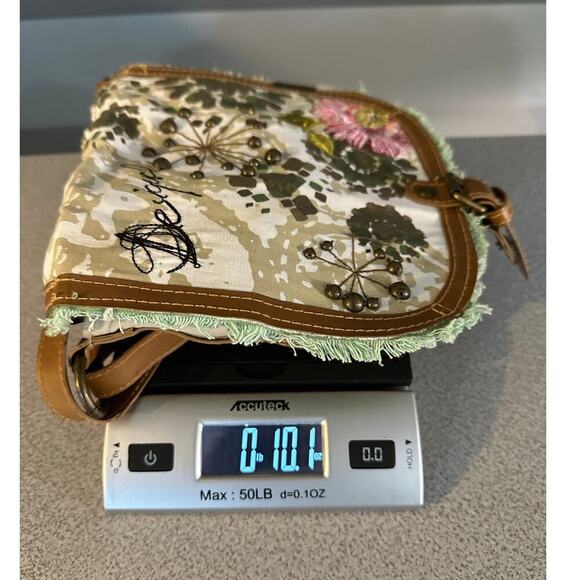 Desigual Canvas Crossbody‎ Bag Floral Embellished Brown Leather Strap Trim Spain - Picture 16 of 16